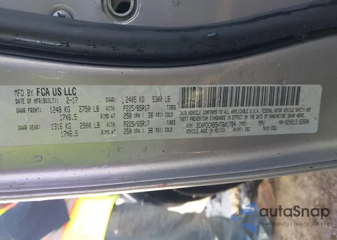 2017 Dodge Journey Se z USA, uszkodzony, nr VIN 3C4PDCAB5HT601794